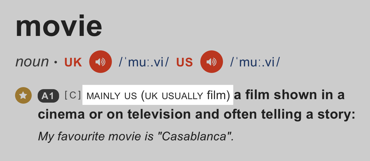 「movie」は主に米国・「film」は主に英国